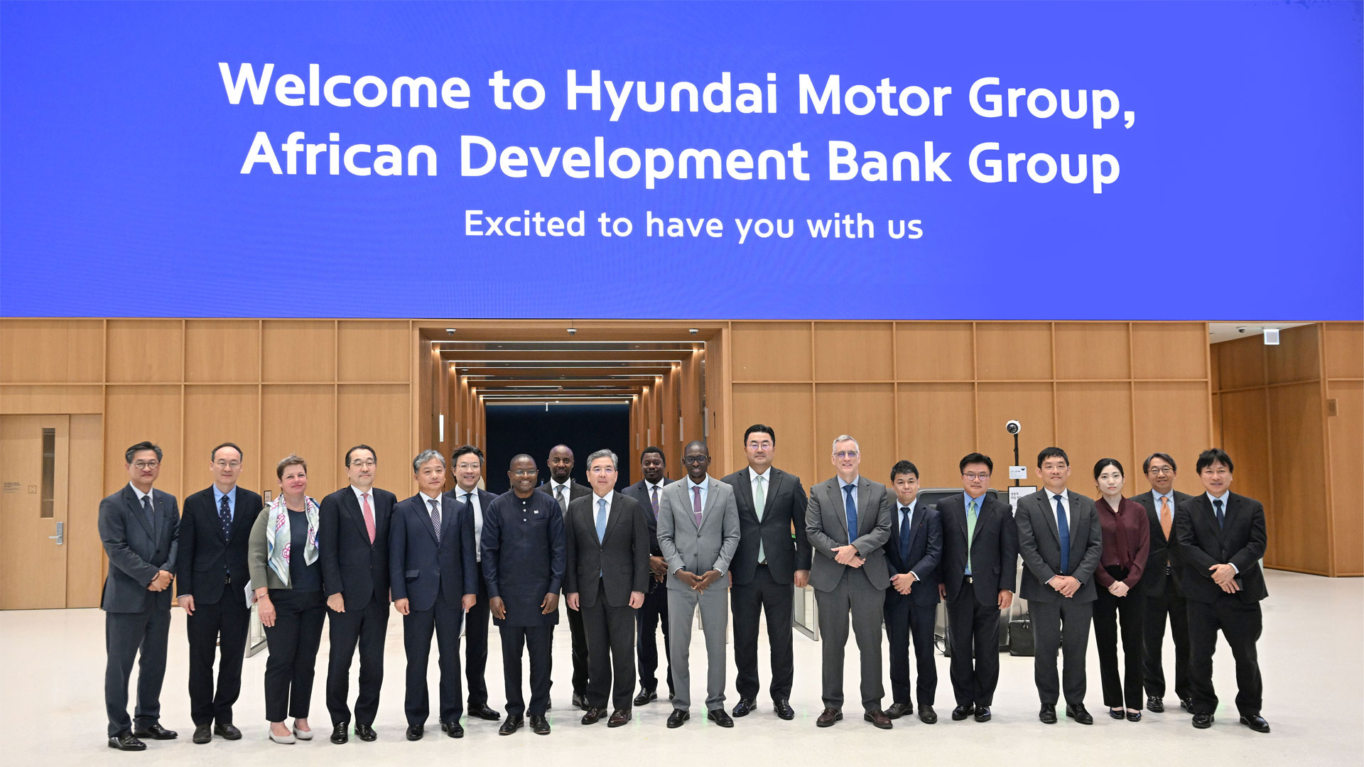 Senior Hyundai Motor Group and African Development Bank executives during the partnership visit